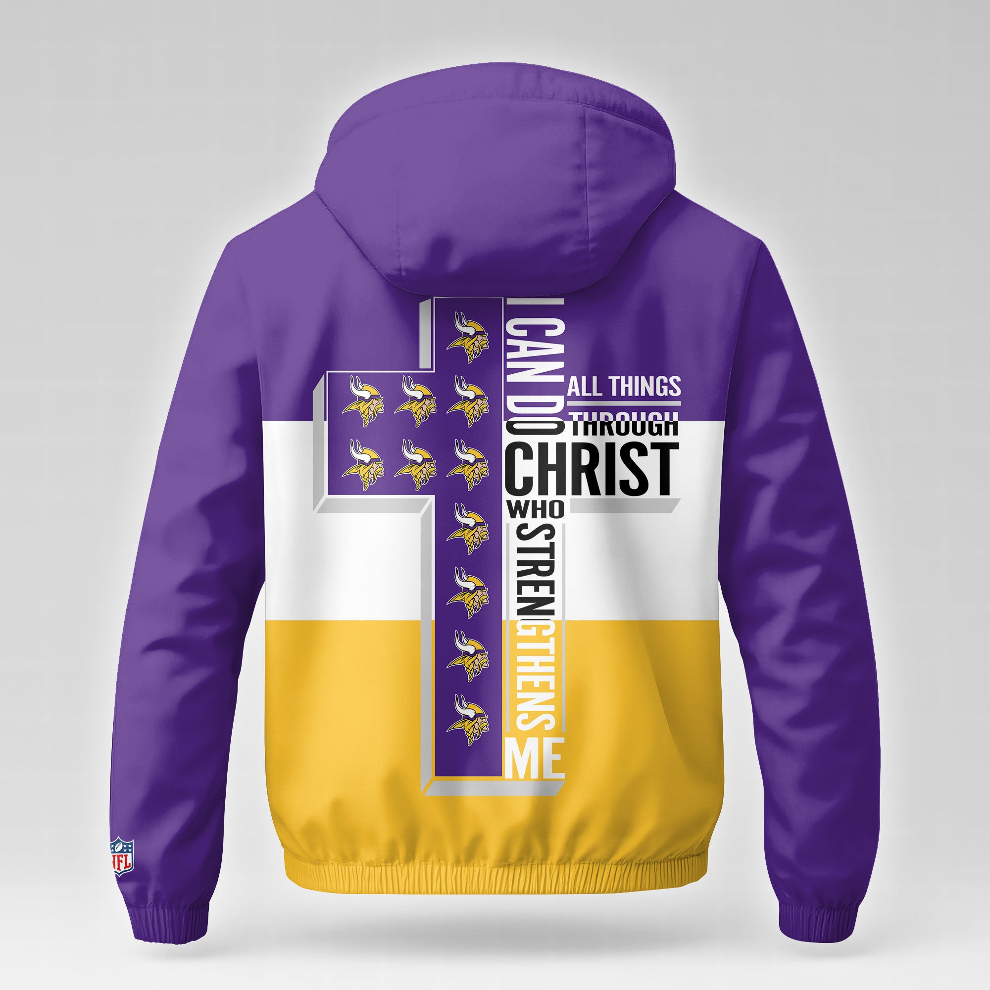 M.vikings | Premium  Strength Through Christ Windbreaker Jacket Nf1