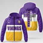 M.vikings | Premium  Strength Through Christ Windbreaker Jacket Nf1