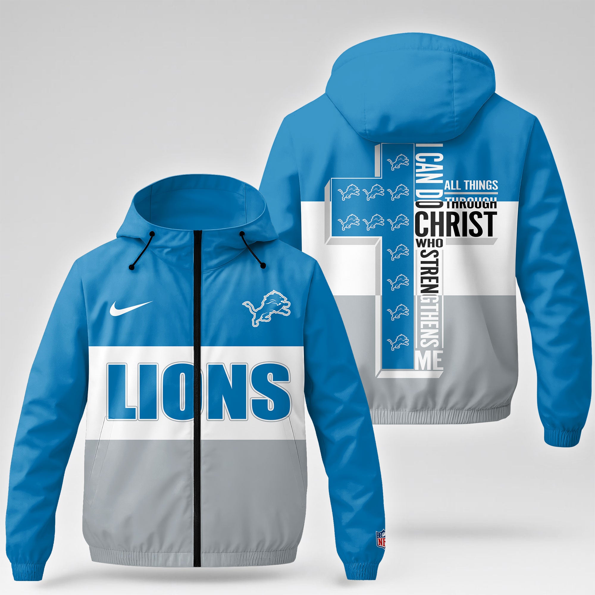 D.lions | Premium  Strength Through Christ Windbreaker Jacket Nf1