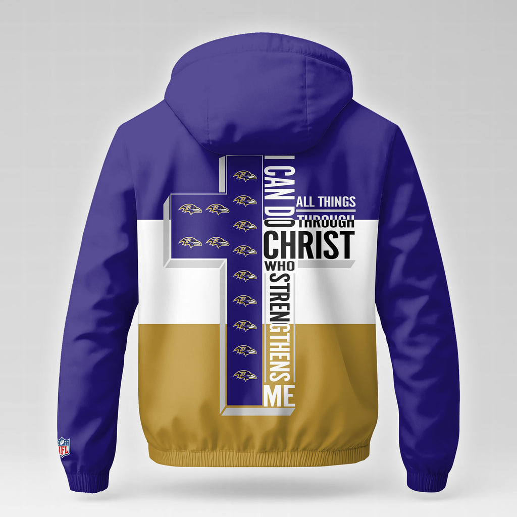 B.ravens | Premium  Strength Through Christ Windbreaker Jacket Nf1