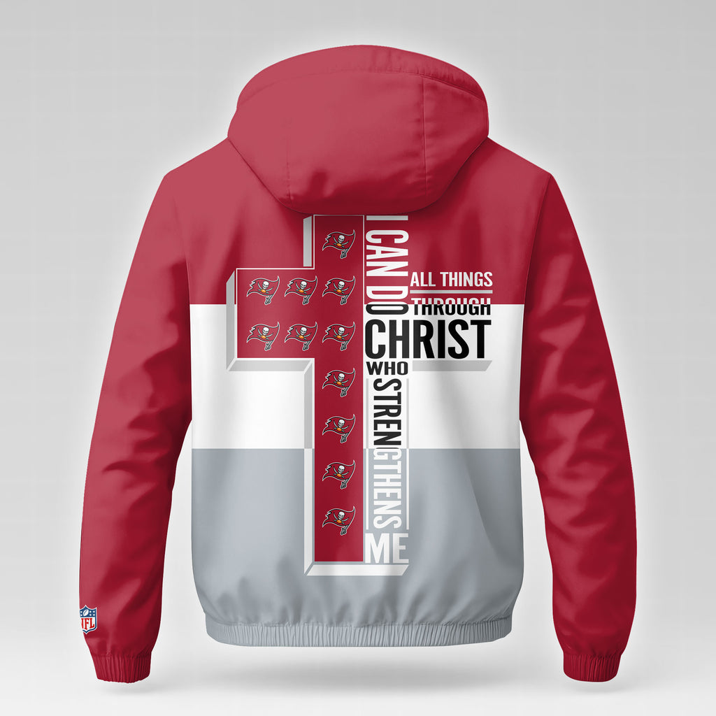 Tb.buccaneers | Premium  Strength Through Christ Windbreaker Jacket Nf1