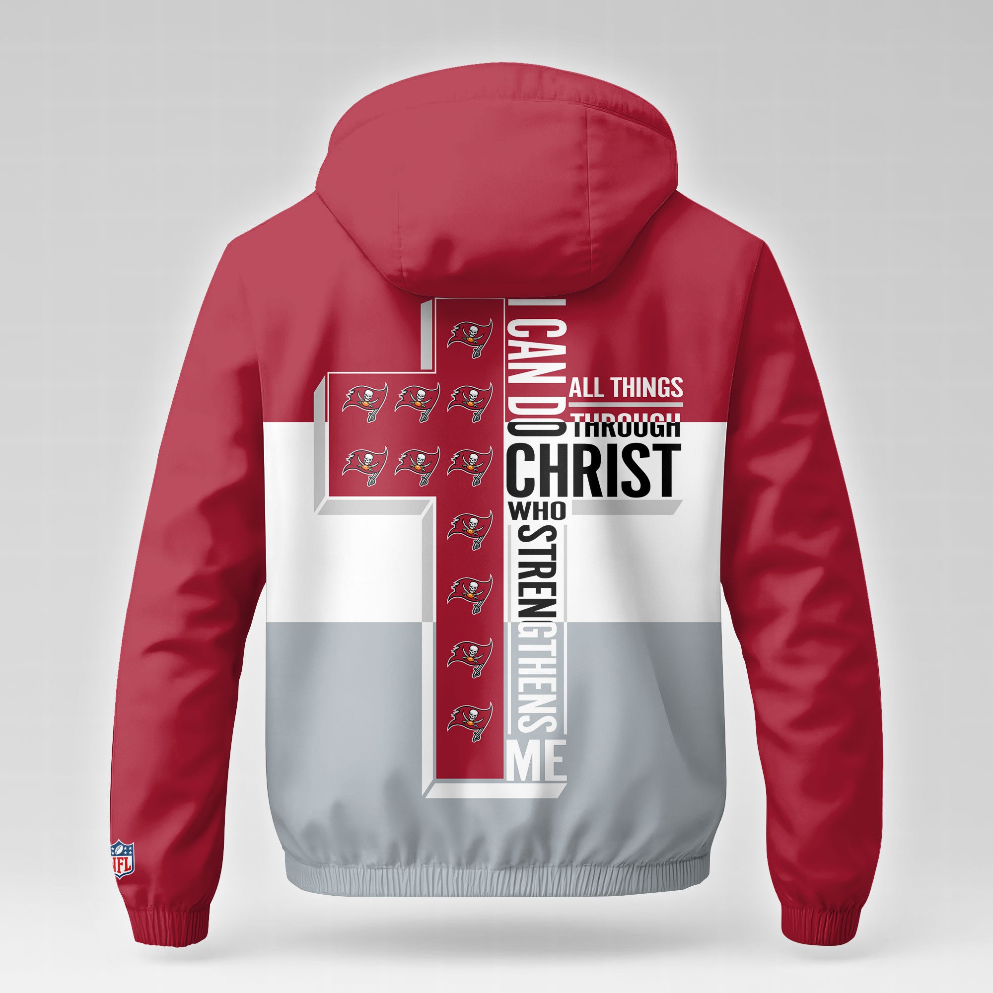 Tb.buccaneers | Premium  Strength Through Christ Windbreaker Jacket Nf1