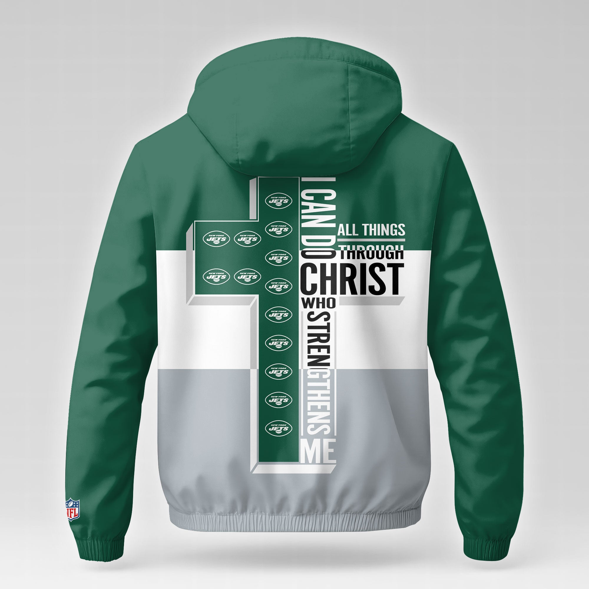 Ny.jets | Premium  Strength Through Christ Windbreaker Jacket Nf1