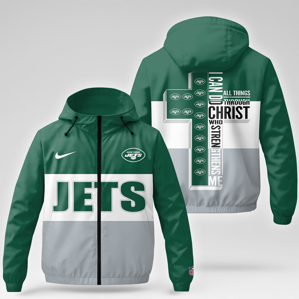 Ny.jets | Premium  Strength Through Christ Windbreaker Jacket Nf1