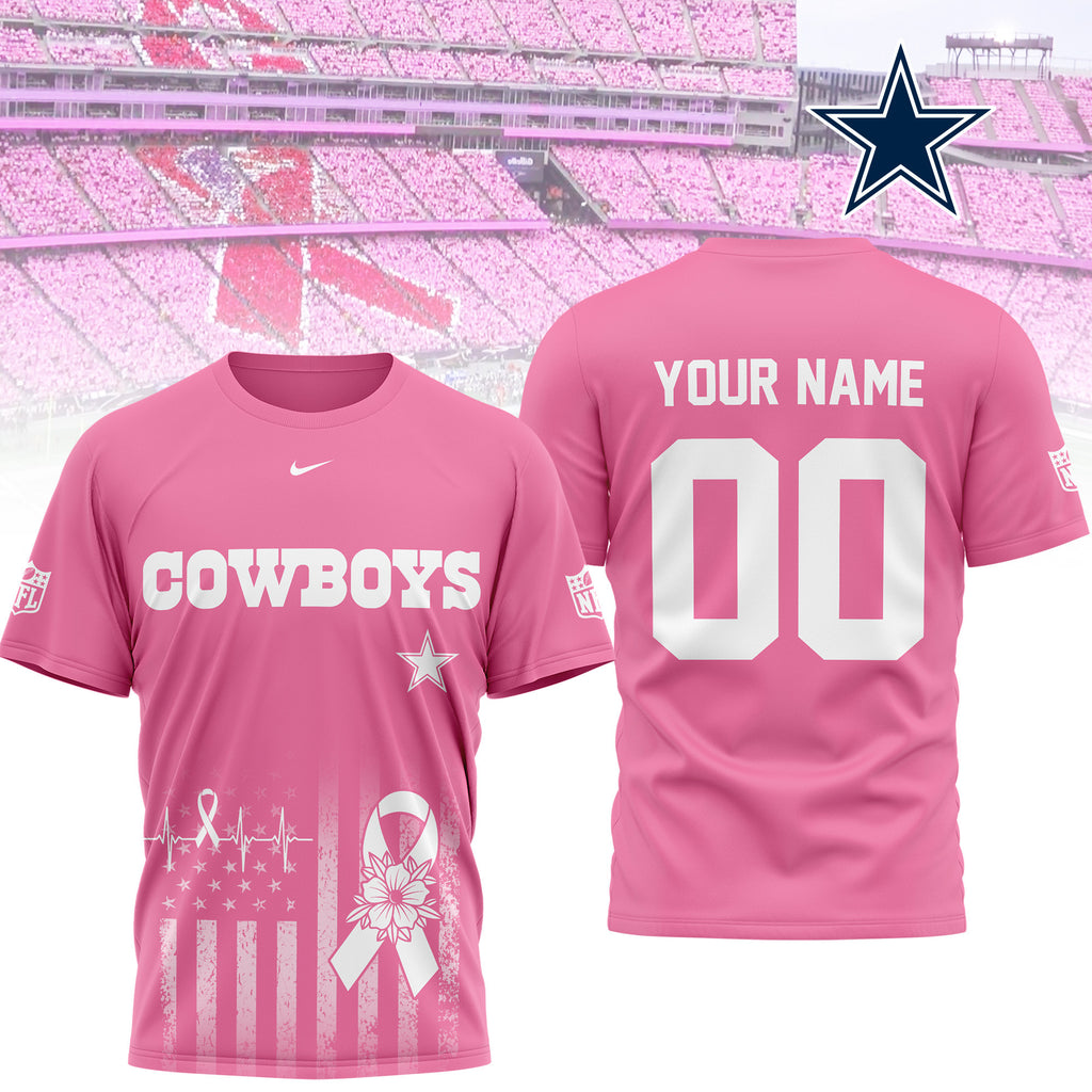 D.cowboys | Premium .n.f.l. Breast Cancer Awareness 3d Shirt