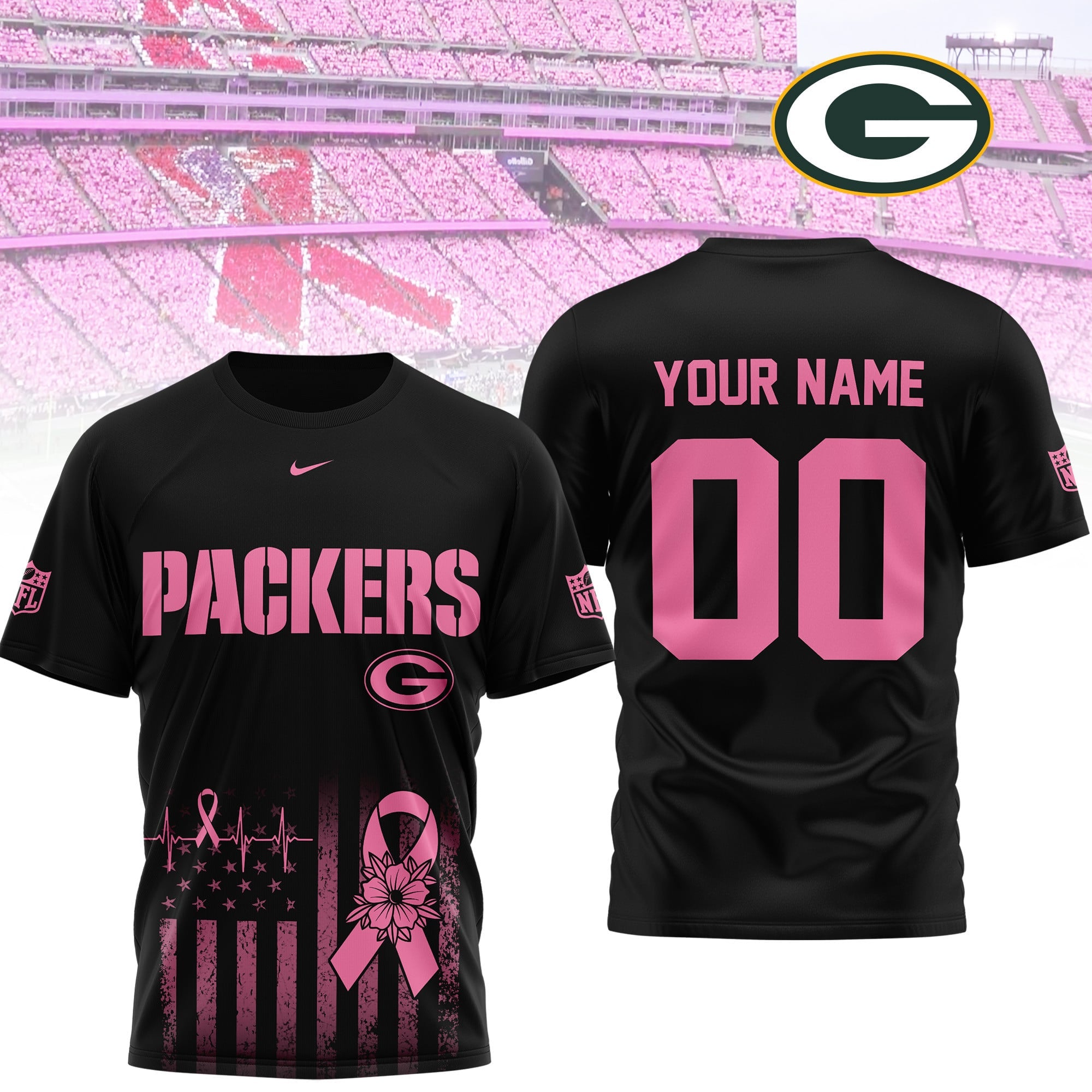 Gb.packers | Premium .n.f.l. Breast Cancer Awareness 3d Shirt