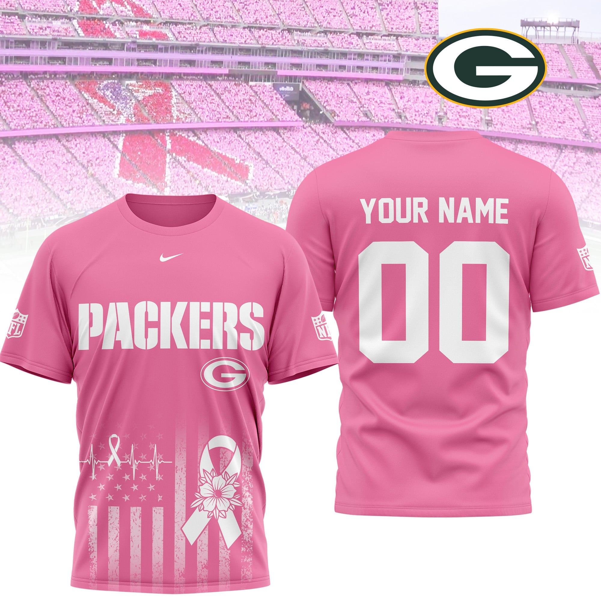 Gb.packers | Premium .n.f.l. Breast Cancer Awareness 3d Shirt