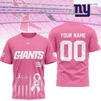 Ny.giants | Premium .n.f.l. Breast Cancer Awareness 3d Shirt