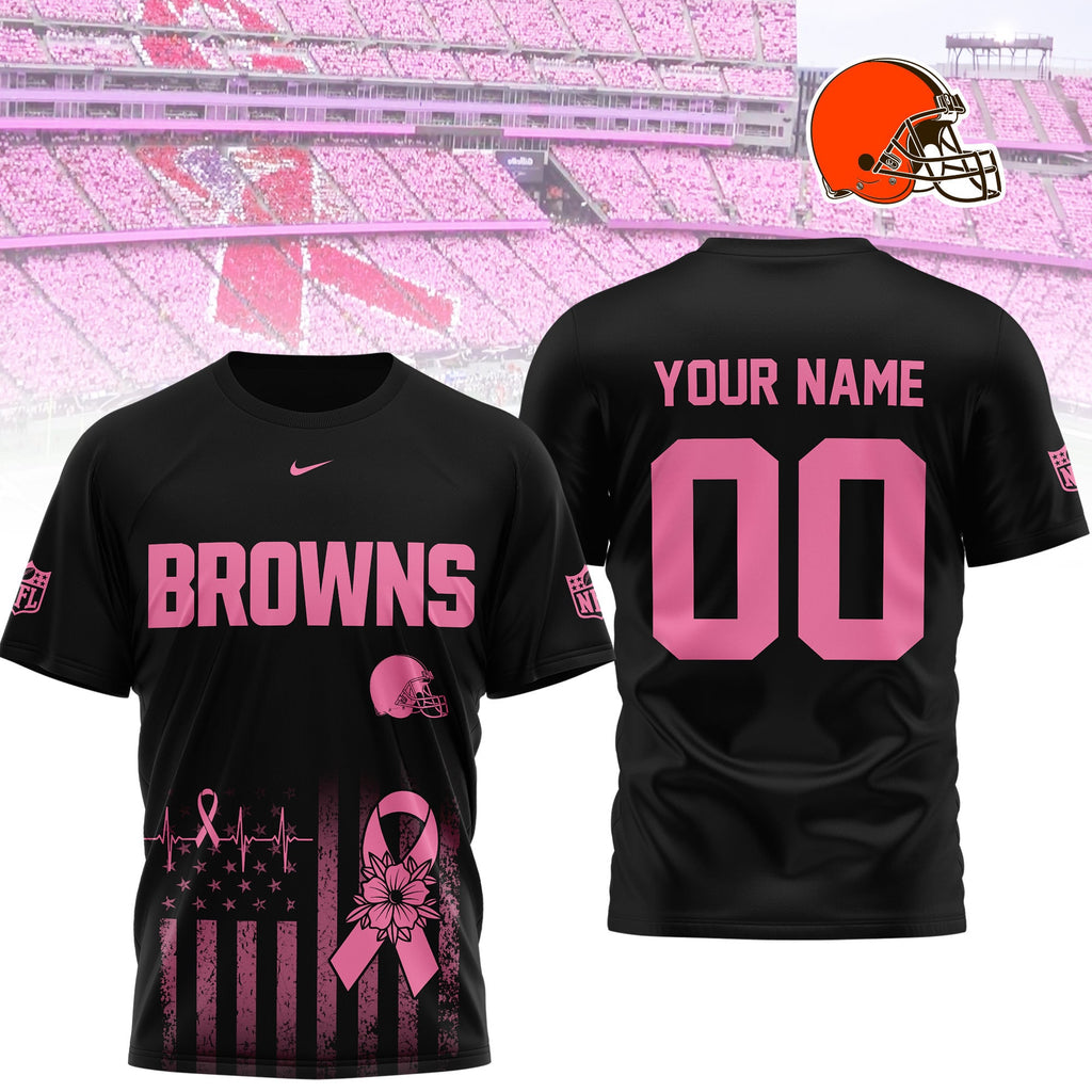 C.browns | Premium .n.f.l. Breast Cancer Awareness 3d Shirt