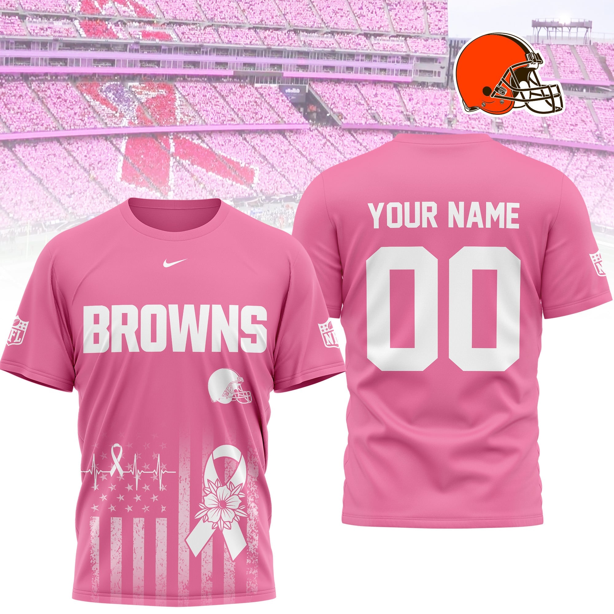 C.browns | Premium .n.f.l. Breast Cancer Awareness 3d Shirt