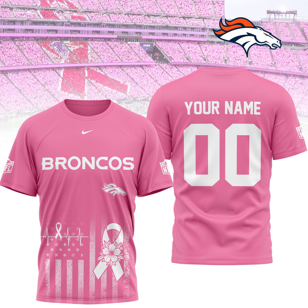 D.broncos | Premium .n.f.l. Breast Cancer Awareness 3d Shirt