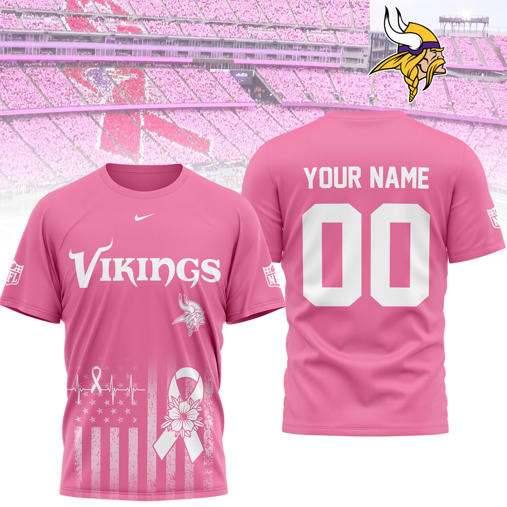M.vikings | Premium .n.f.l. Breast Cancer Awareness 3d Shirt