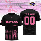 B.ravens | Premium .n.f.l. Breast Cancer Awareness 3d Shirt