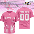 B.ravens | Premium .n.f.l. Breast Cancer Awareness 3d Shirt