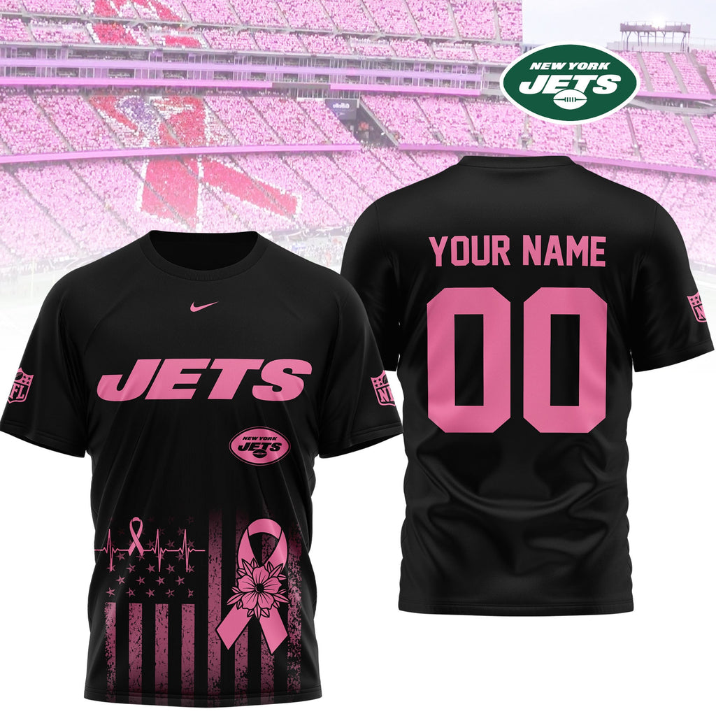 Ny.jets | Premium .n.f.l. Breast Cancer Awareness 3d Shirt