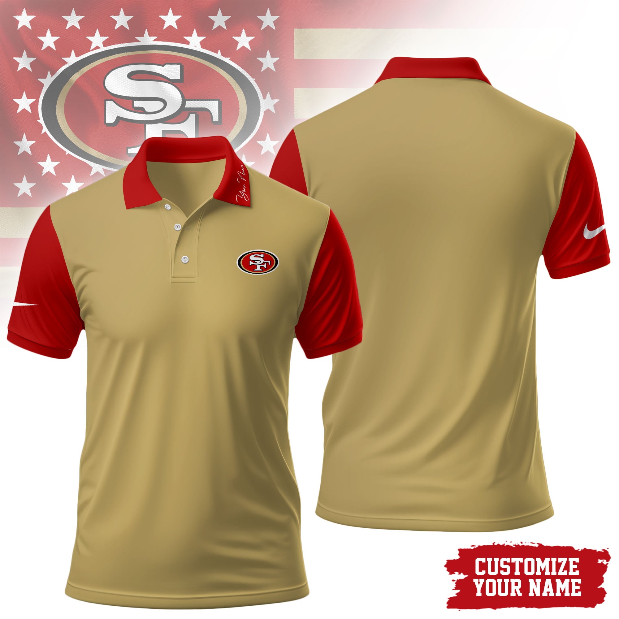 Sf.49ers | Premium .n.f.l. Touchdown Custom Polo Hch1