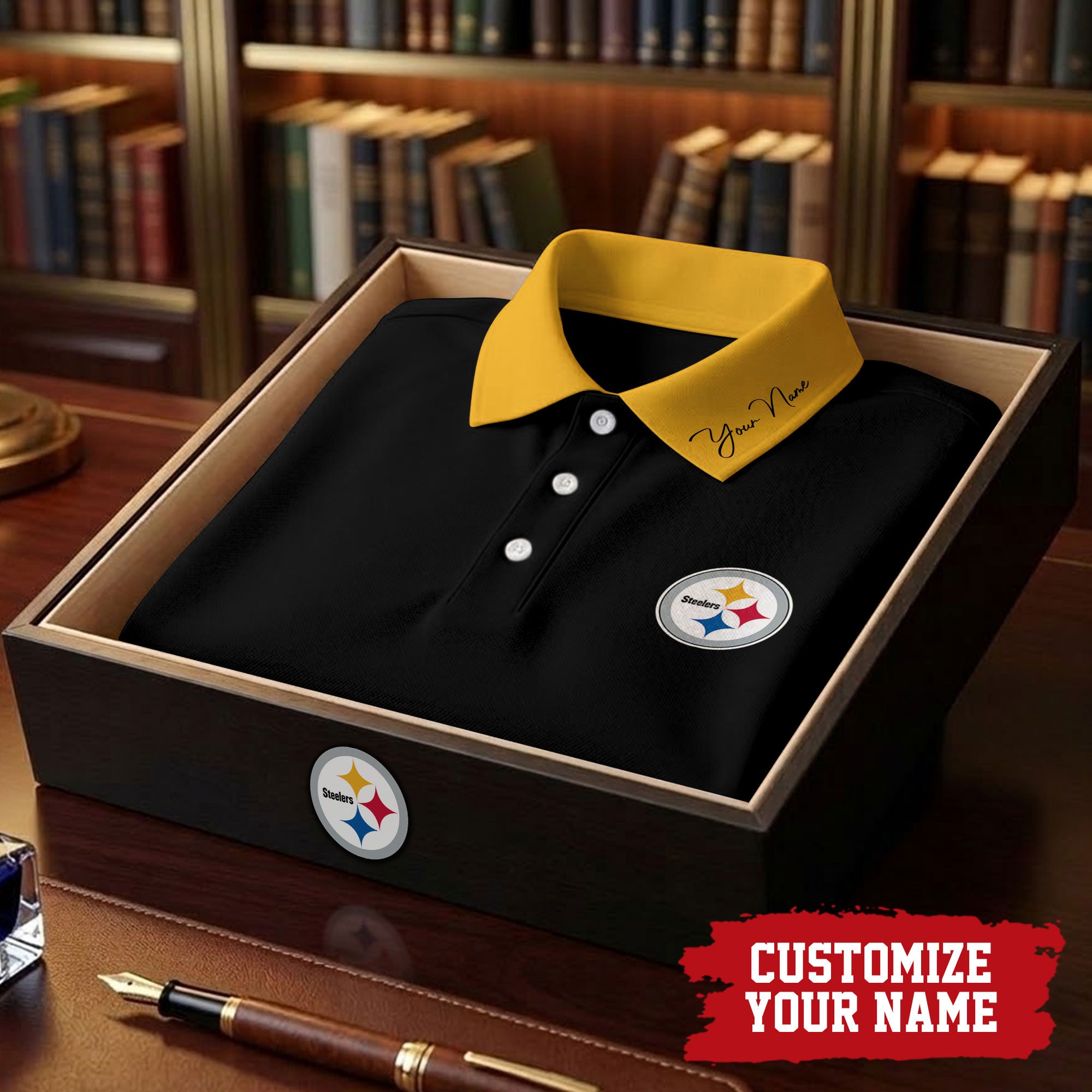 P.steelers | Premium .n.f.l. Touchdown Custom Polo Hch1