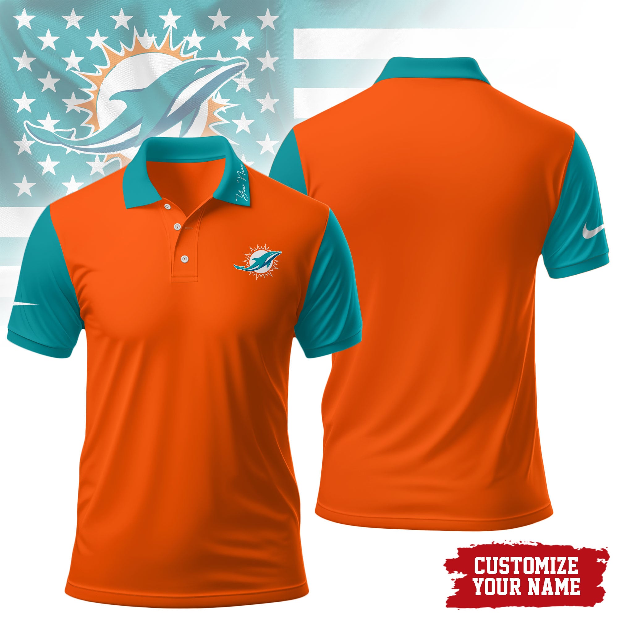 M.dolphins | Premium .n.f.l. Touchdown Custom Polo Hch1