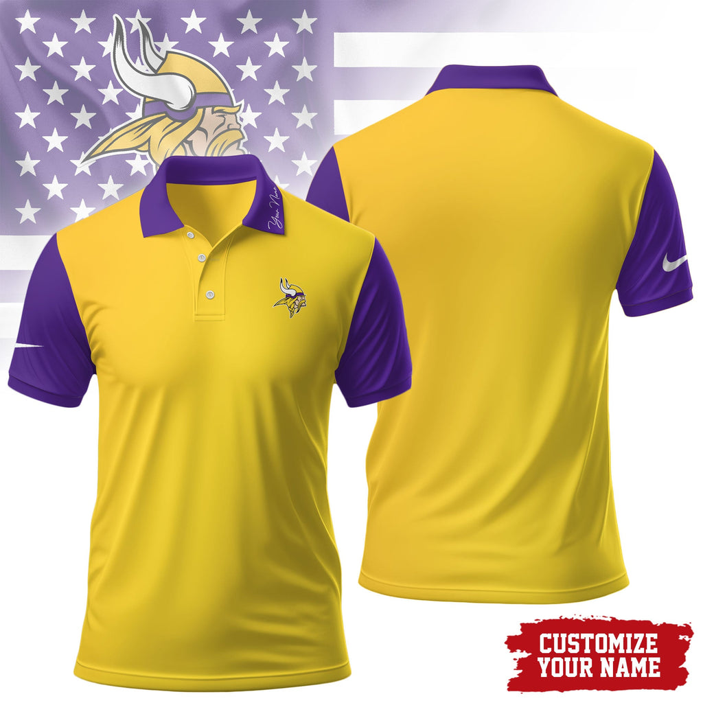M.vikings | Premium .n.f.l. Touchdown Custom Polo Hch1