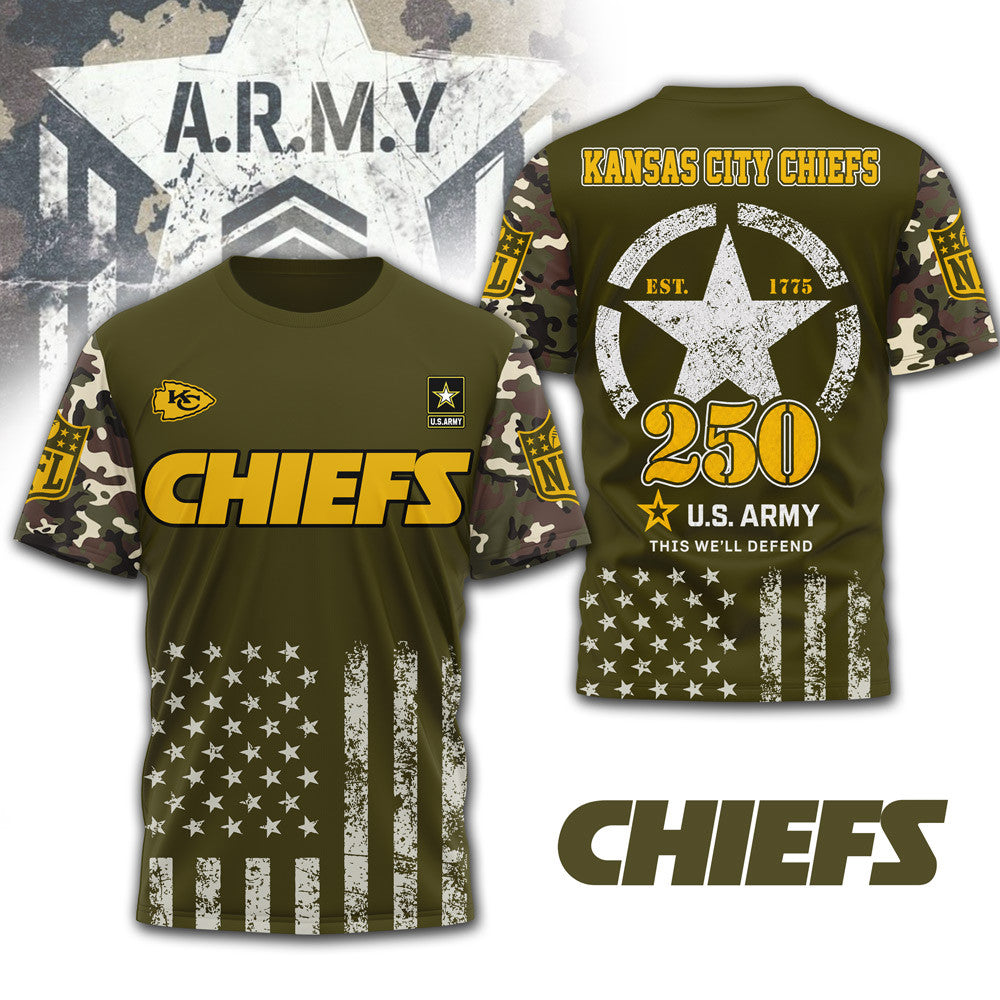 Kc.chiefs | Premium .n.f.l. Military Pride 3d Shirt