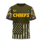 Kc.chiefs | Premium .n.f.l. Military Pride 3d Shirt