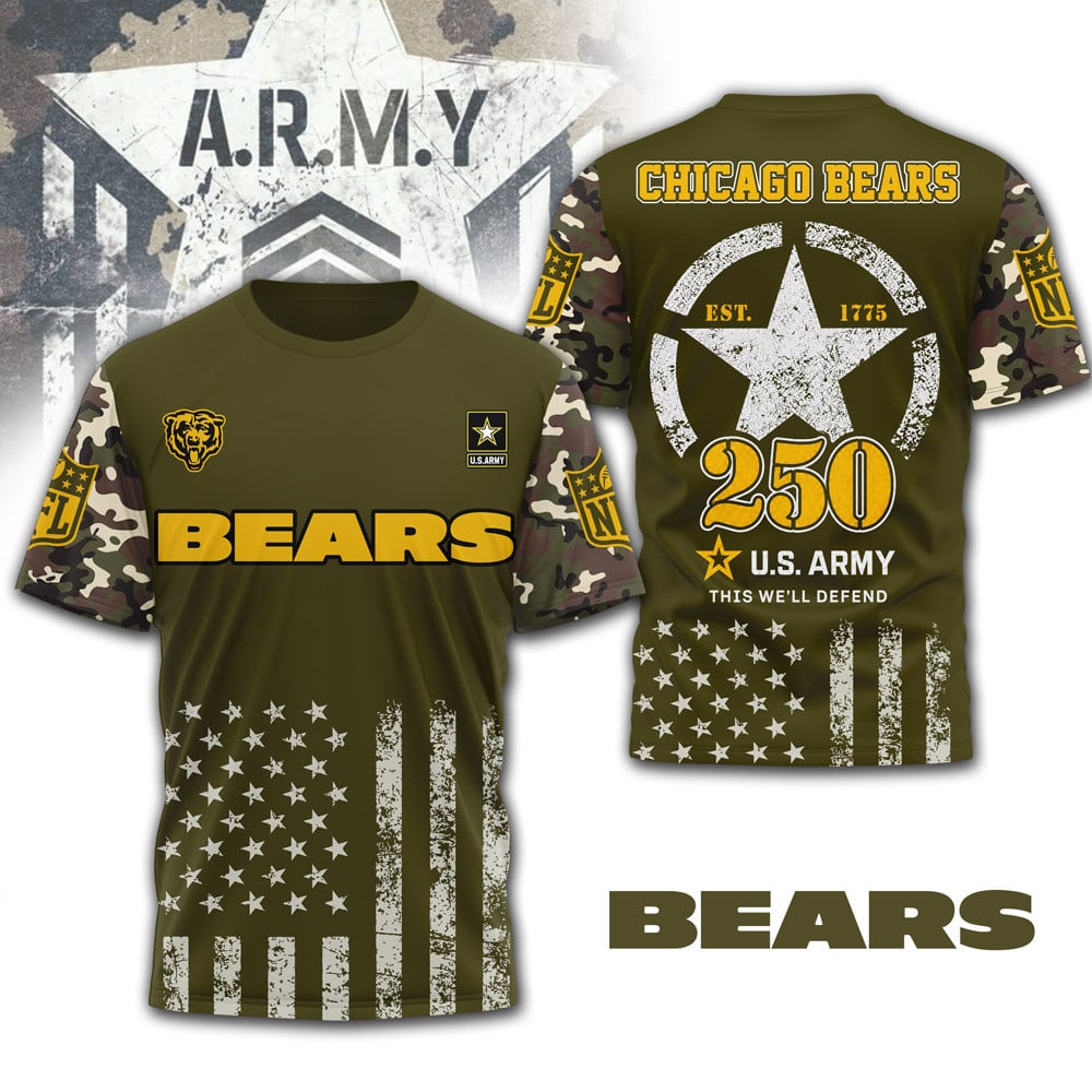 C.bears | Premium .n.f.l. Military Pride 3d Shirt