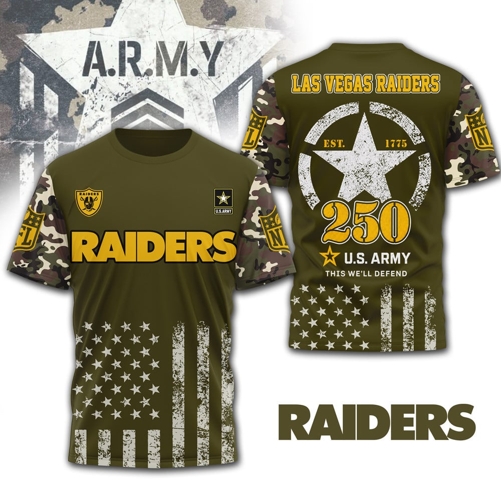 Lv.raiders | Premium .n.f.l. Military Pride 3d Shirt