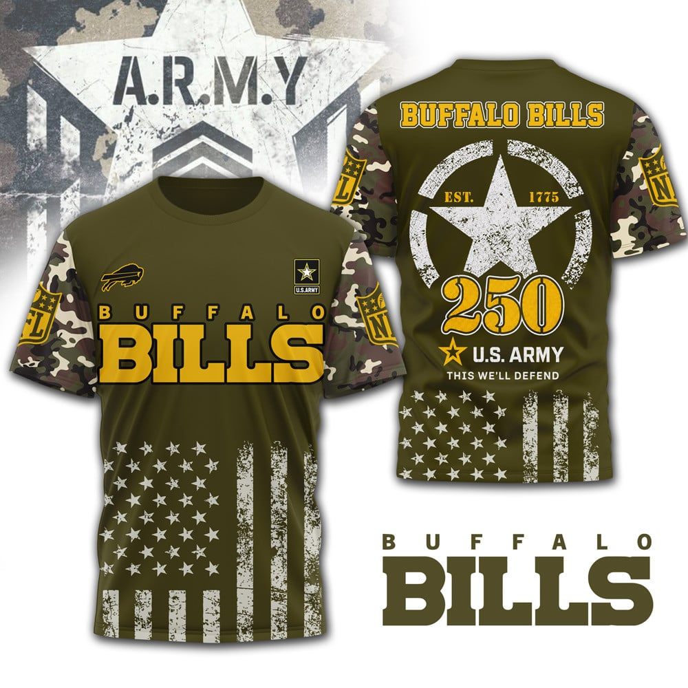 B.bills | Premium .n.f.l. Military Pride 3d Shirt