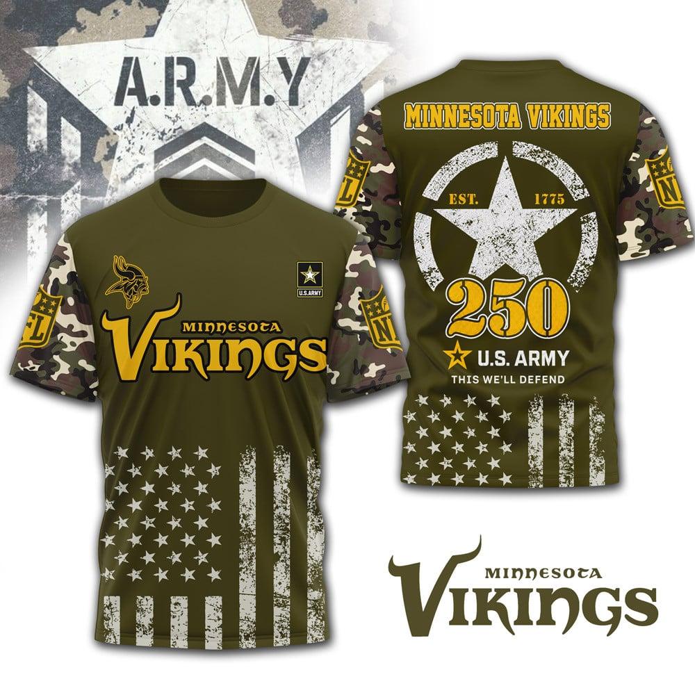 M.vikings | Premium .n.f.l. Military Pride 3d Shirt
