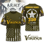 M.vikings | Premium .n.f.l. Military Pride 3d Shirt