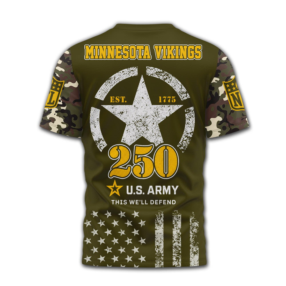 M.vikings | Premium .n.f.l. Military Pride 3d Shirt