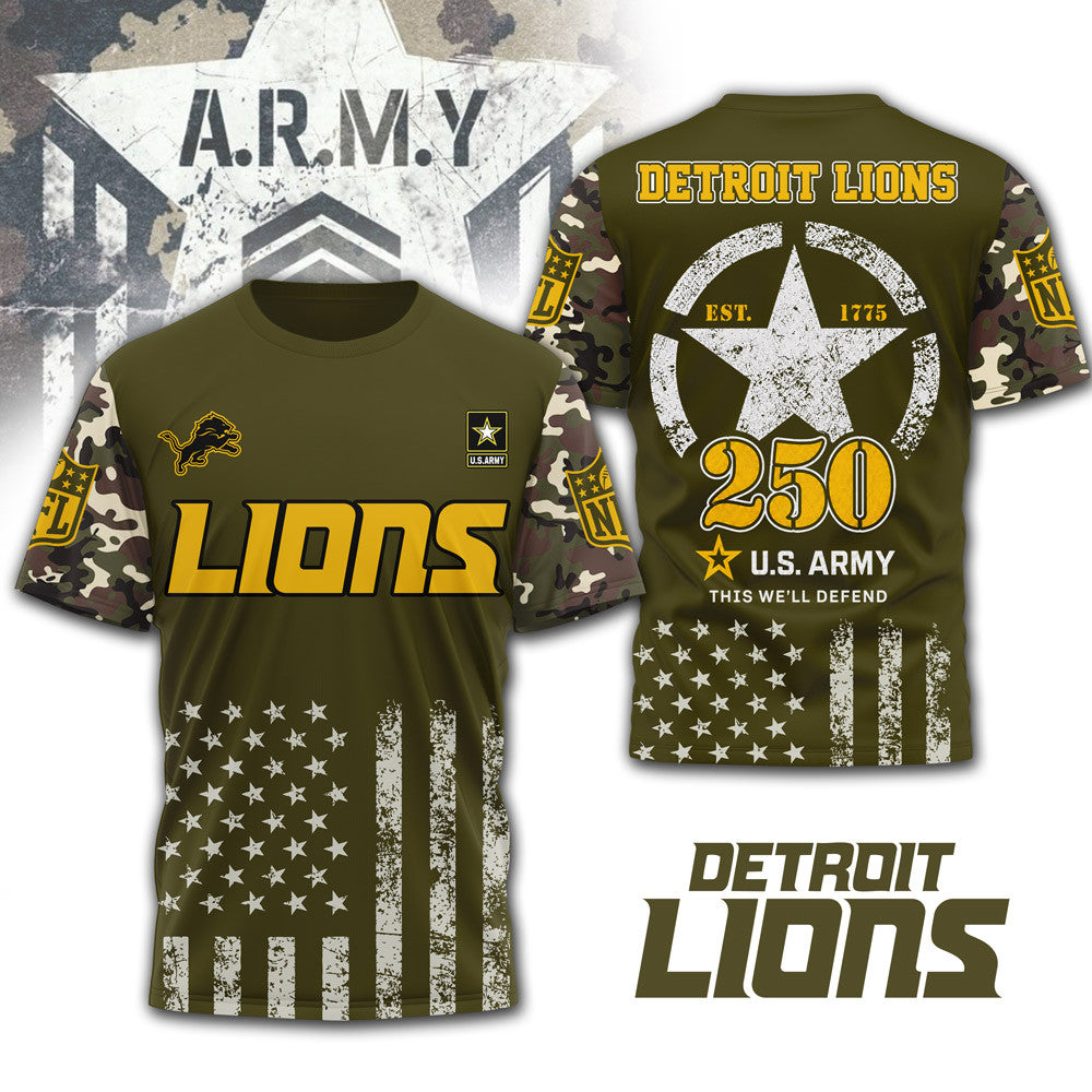D.lions | Premium .n.f.l. Military Pride 3d Shirt