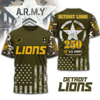 D.lions | Premium .n.f.l. Military Pride 3d Shirt