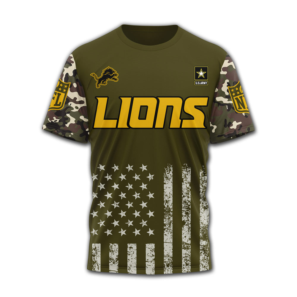D.lions | Premium .n.f.l. Military Pride 3d Shirt