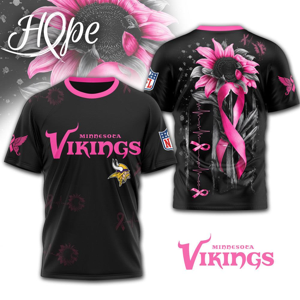 M.vikings | Premium .n.f.l. Hope Pink Ribbon 3d Shirt