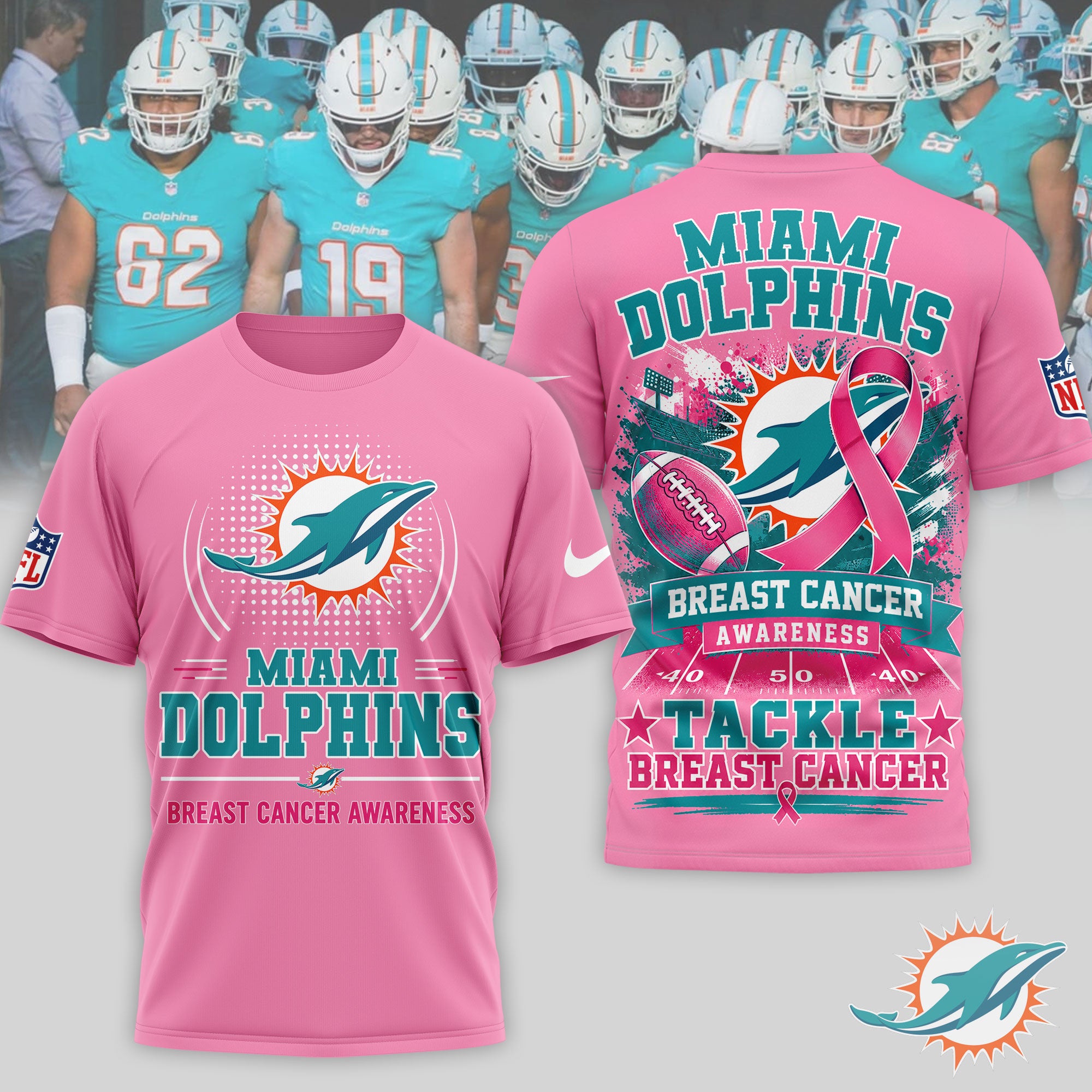 M.dolphins | Premium .n.f.l. Awareness 3d Shirt