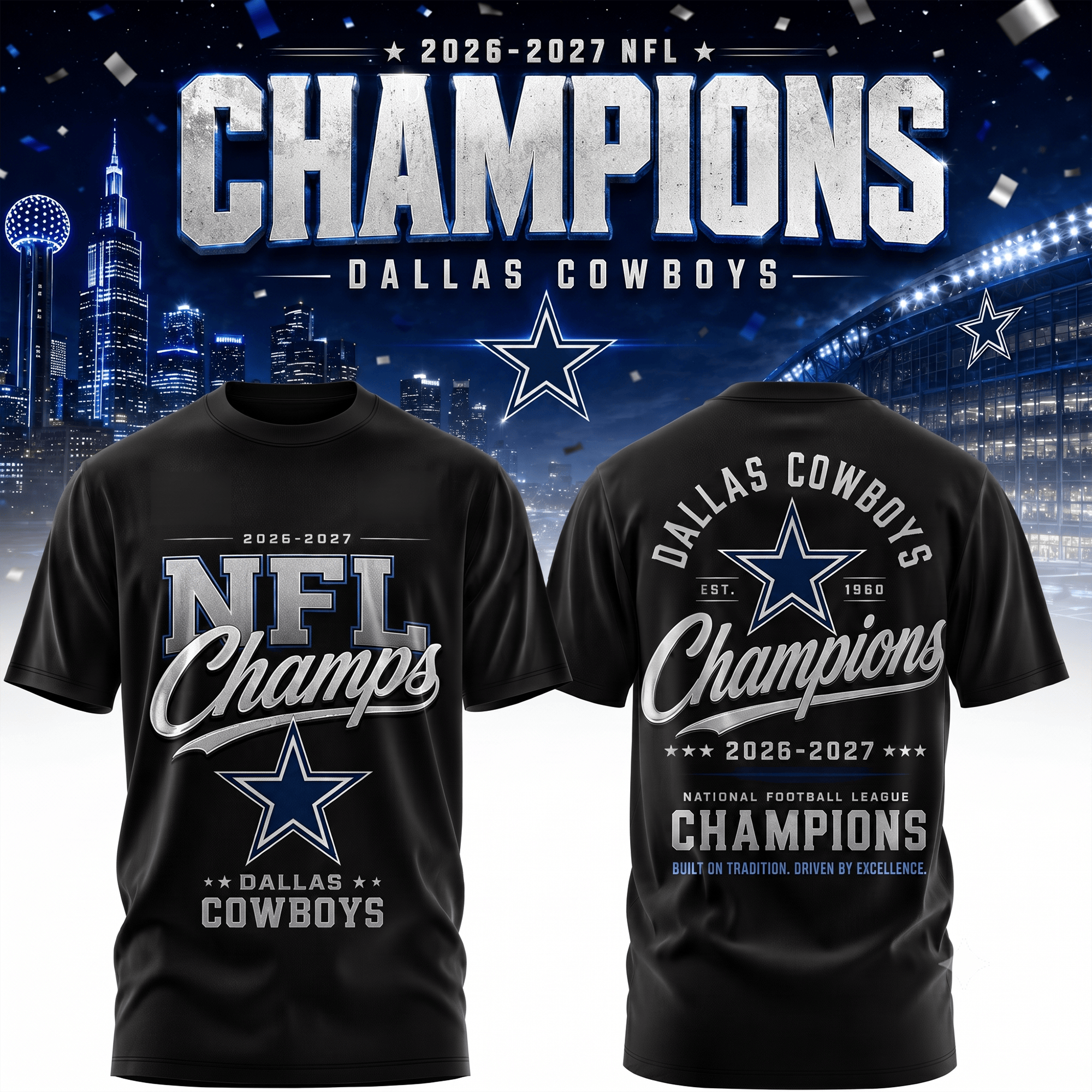 D.cowboys | Premium  Team Champions Black 3d Shirt Nf1