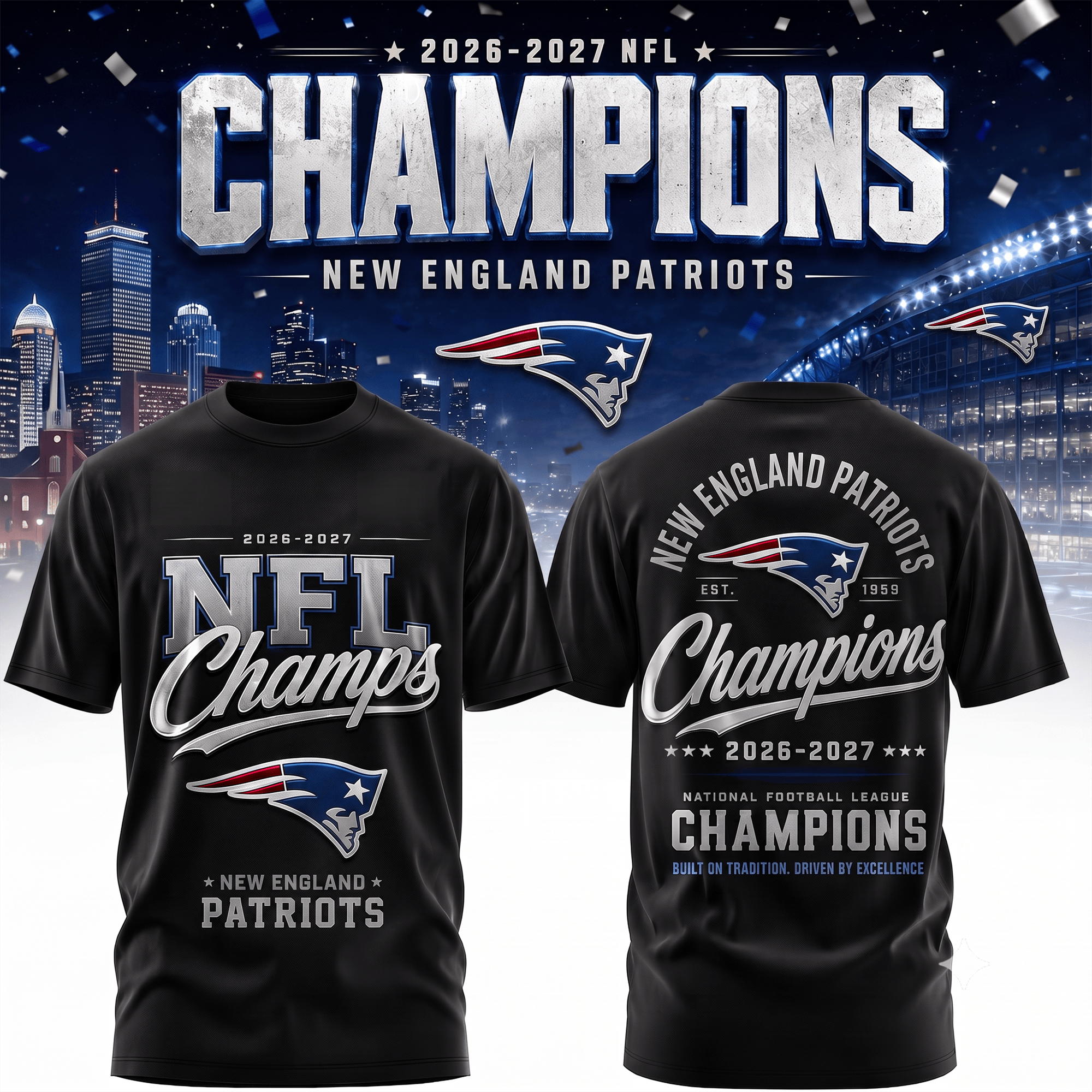Ne.patriots | Premium  Team Champions Black 3d Shirt Nf1