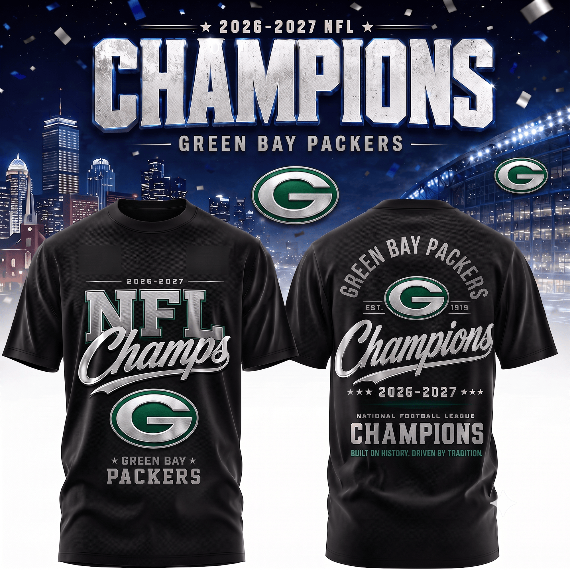 Gb.packers | Premium  Team Champions Black 3d Shirt Nf1