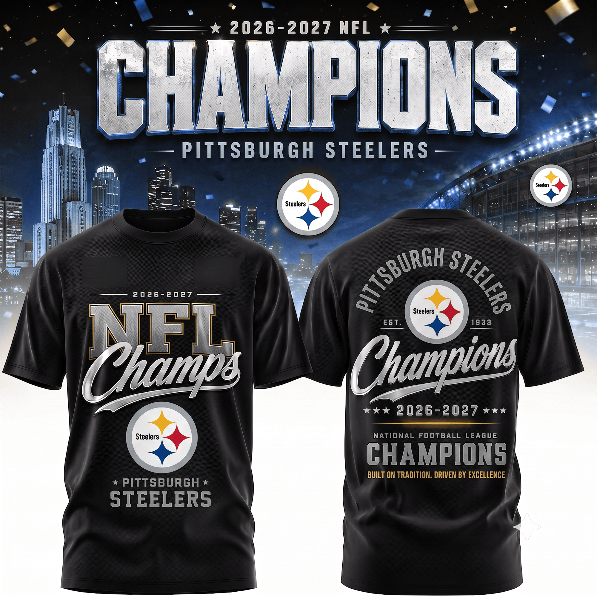 P.steelers | Premium  Team Champions Black 3d Shirt Nf1