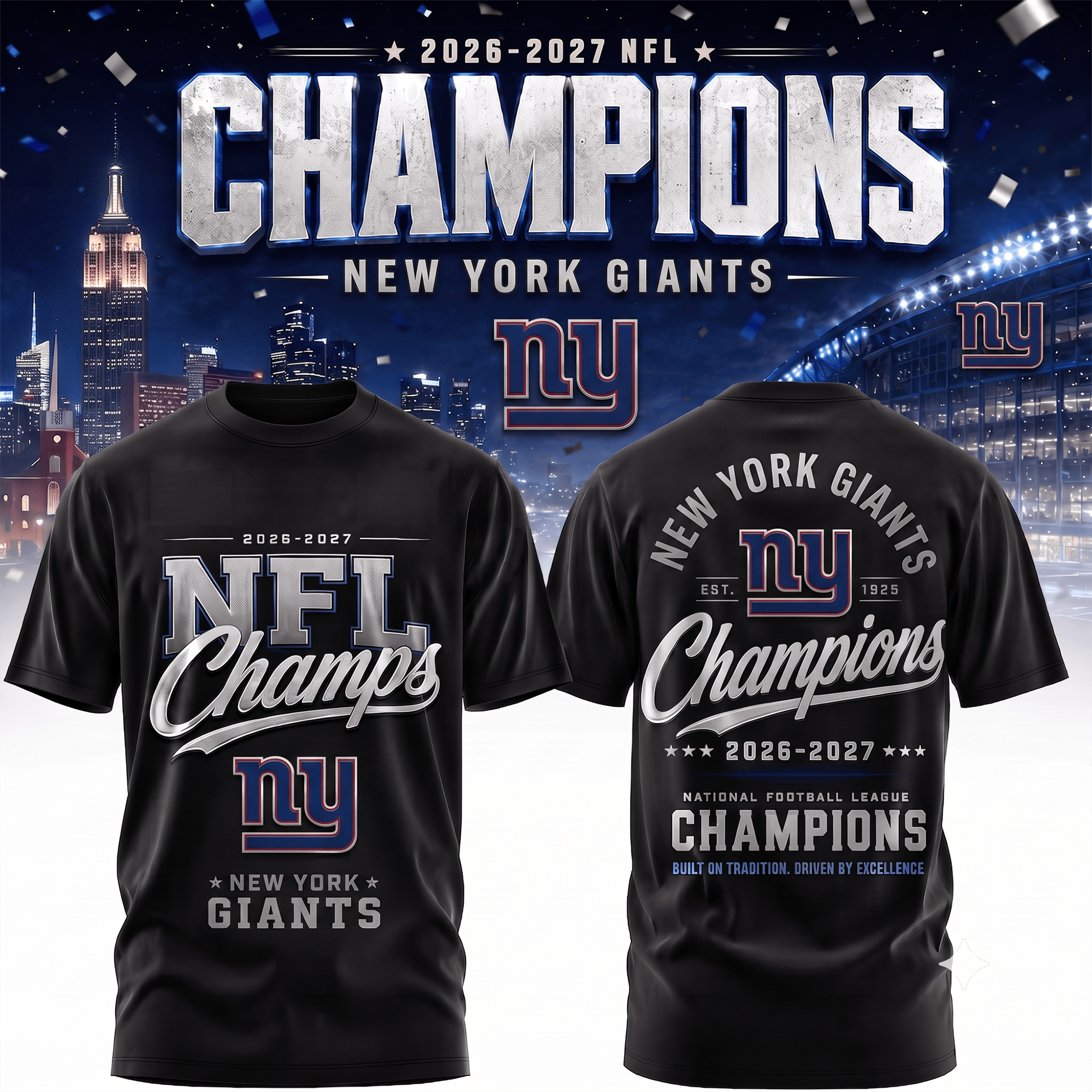 Ny.giants | Premium  Team Champions Black 3d Shirt Nf1