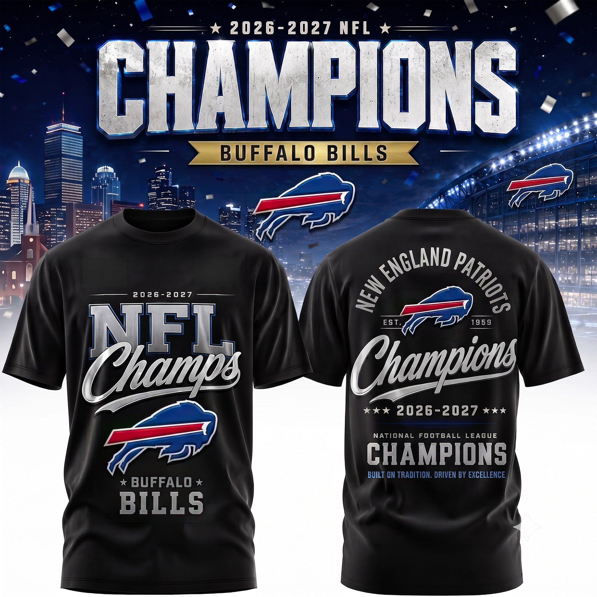 B.bills | Premium  Team Champions Black 3d Shirt Nf1