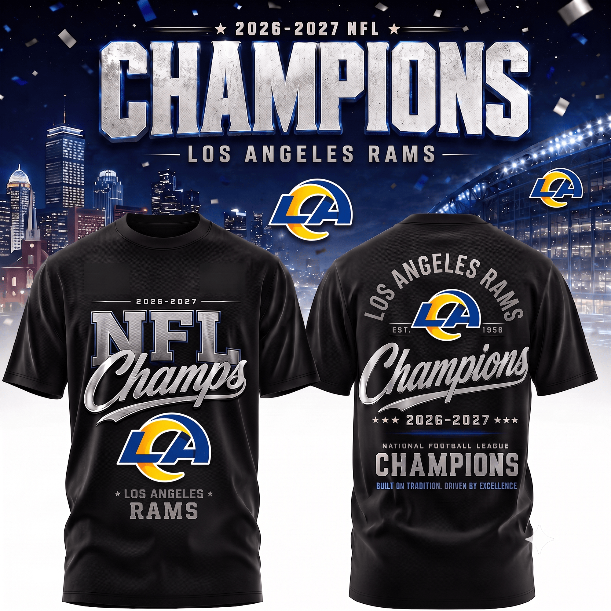 La.rams | Premium  Team Champions Black 3d Shirt Nf1
