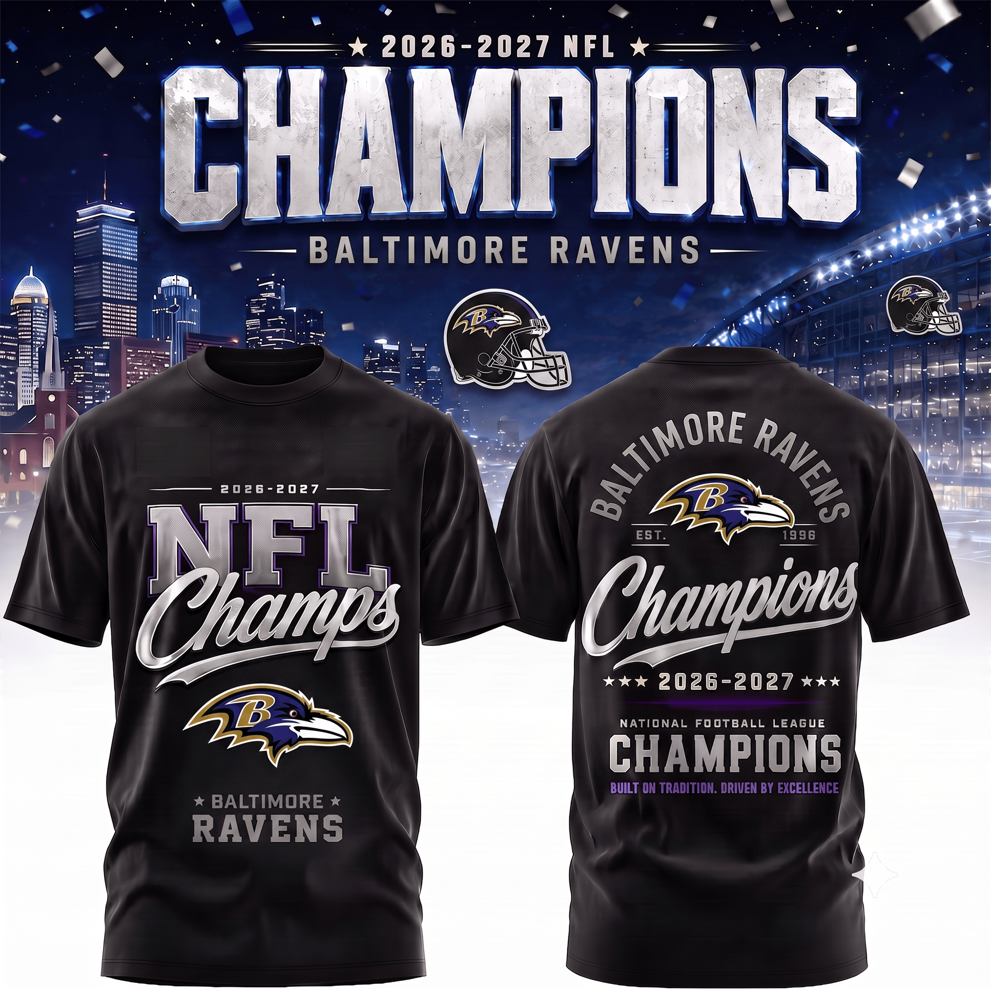 B.ravens | Premium  Team Champions Black 3d Shirt Nf1