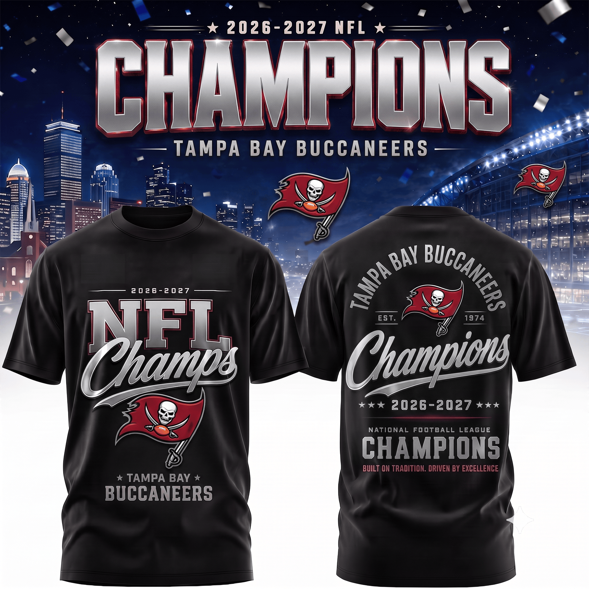Tb.buccaneers | Premium  Team Champions Black 3d Shirt Nf1