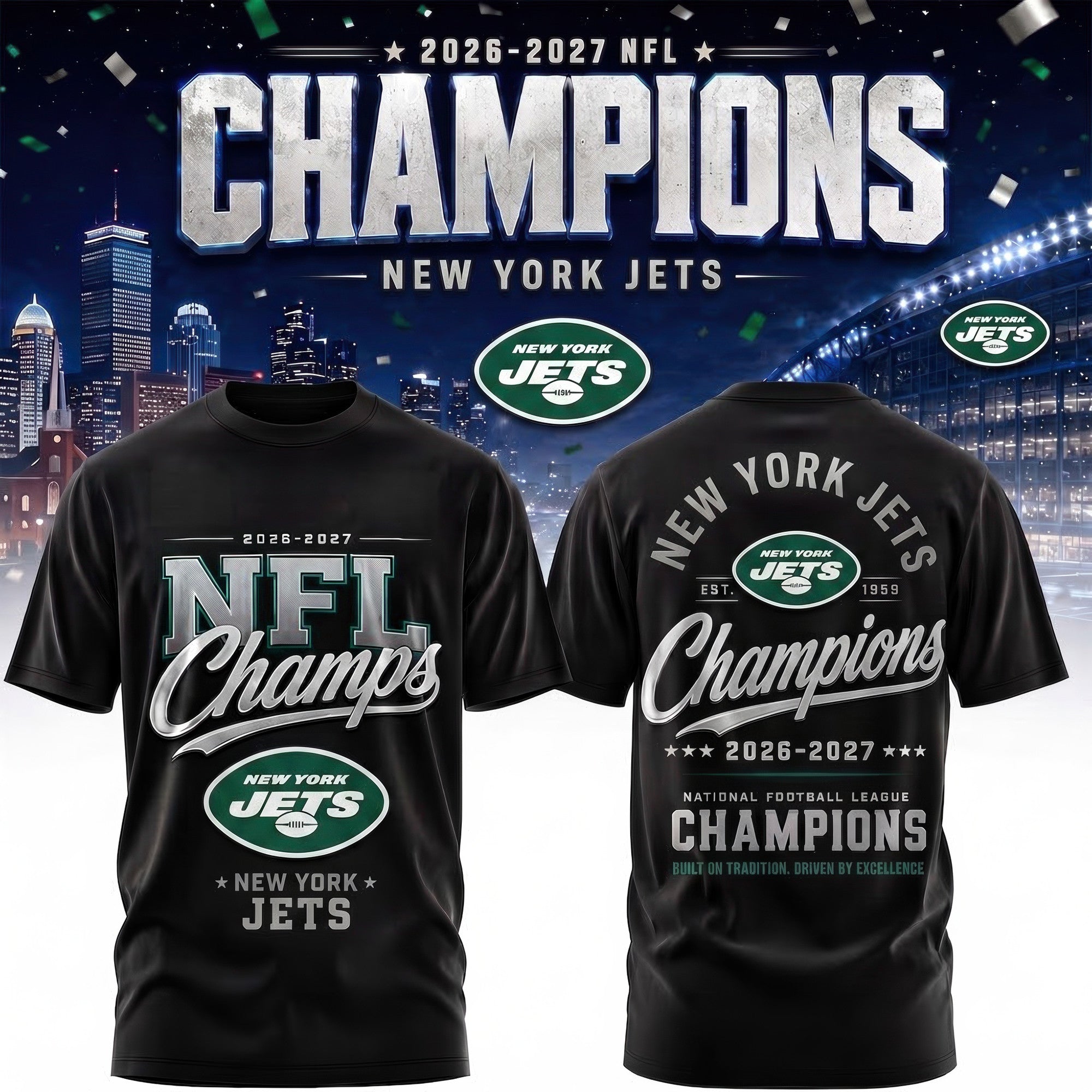 Ny.jets | Premium  Team Champions Black 3d Shirt Nf1