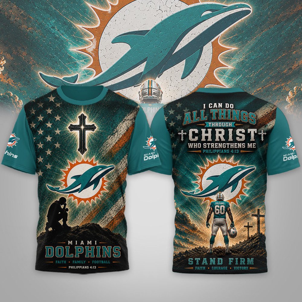 M.dolphins | Premium  Faith Family 3d Shirt Nf1