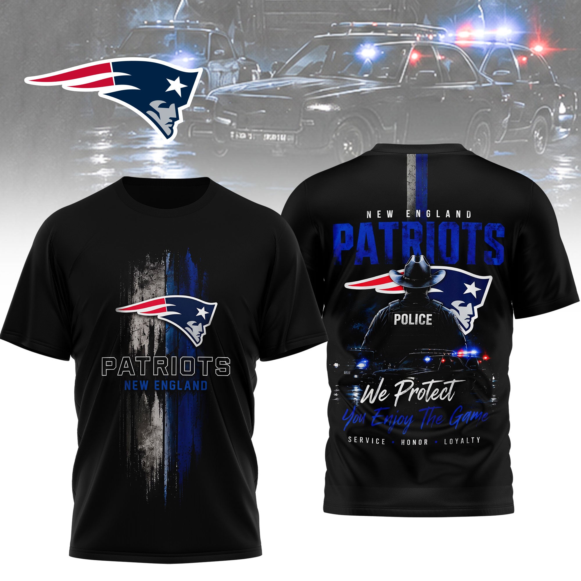 Ne.patriots | Premium  Police Tribute Team 3d Shirt Nf1