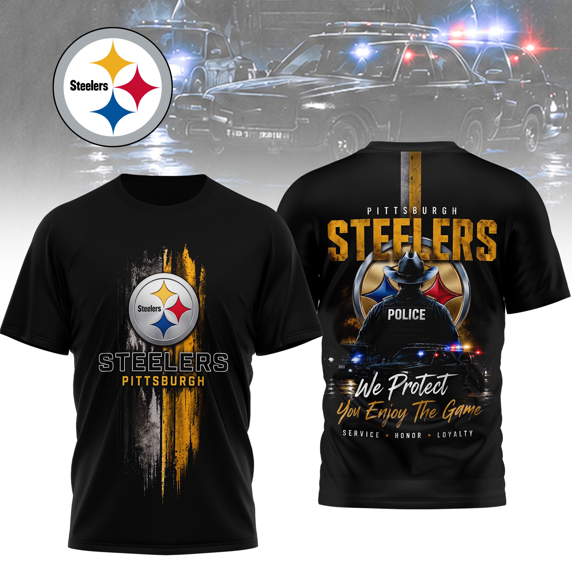 P.steelers | Premium  Police Tribute Team 3d Shirt Nf1