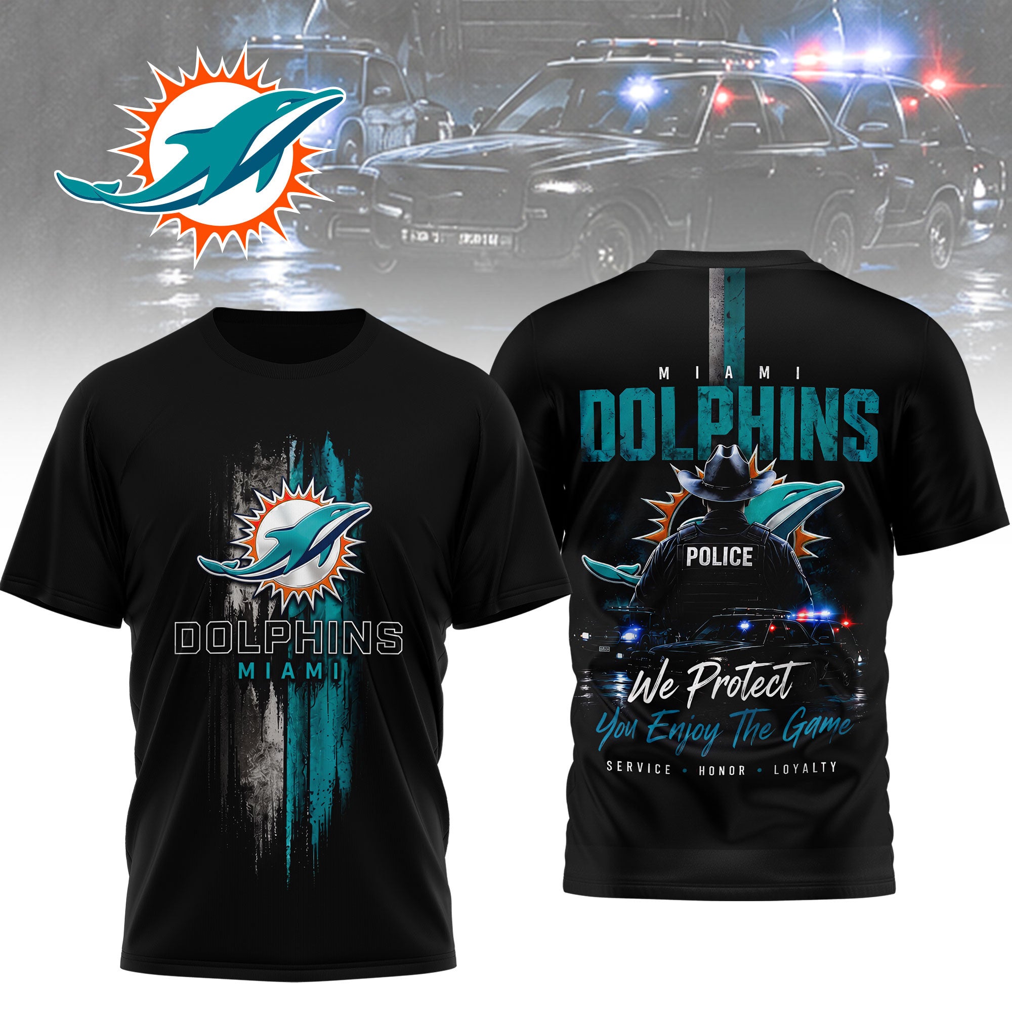 M.dolphins | Premium  Police Tribute Team 3d Shirt Nf1